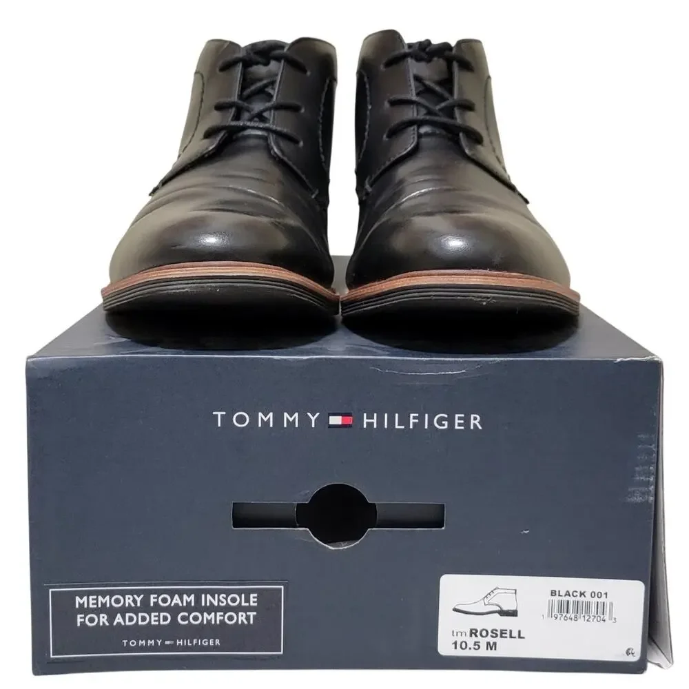Tommy Hilfiger Men Rosell Plain Toe Chukka Boot Size US 10.5M Black Faux Leather